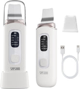 4 in1 Facial Skincare Scrubber,Skin Scrubber Face Spatula - Blackhead Remover with 4 Modes, Pore Extractor Face Spatula Deep Cleansing for Facial Skincare LCD Display, IPX7 Waterproof-Purple-White