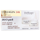 Delfanti • COLLAGEN 24K • Anti-Aging DUO pack • Day Cream jar PLUS Night Cream jar• Face Neck and Décolleté Moisturizers with pure Hyaluronic Acid • Made in Italy