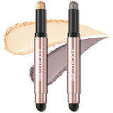 FOCALLURE 2PCS No Crease Eyeshadow StickShimmer and Matte Cream Eyeshadow Pencil CrayonLong Lasting Waterproof Eye Brightener Stick With Blending BrushCalifornia Gold Rush