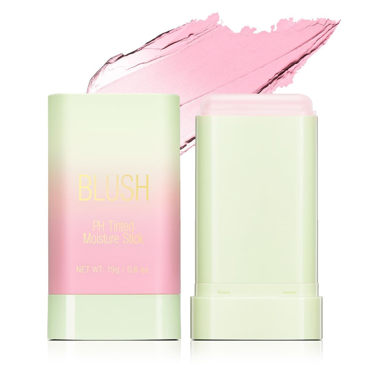 PH Color Changing Blush Stick Multi-purpose Makeup Hydrating Blush Stick Beauty Solid Moisturizer Stick 3-in-1 Tinted Solid Blush Stick for Cheek/Eyes/Lips (1# Shy Pink)