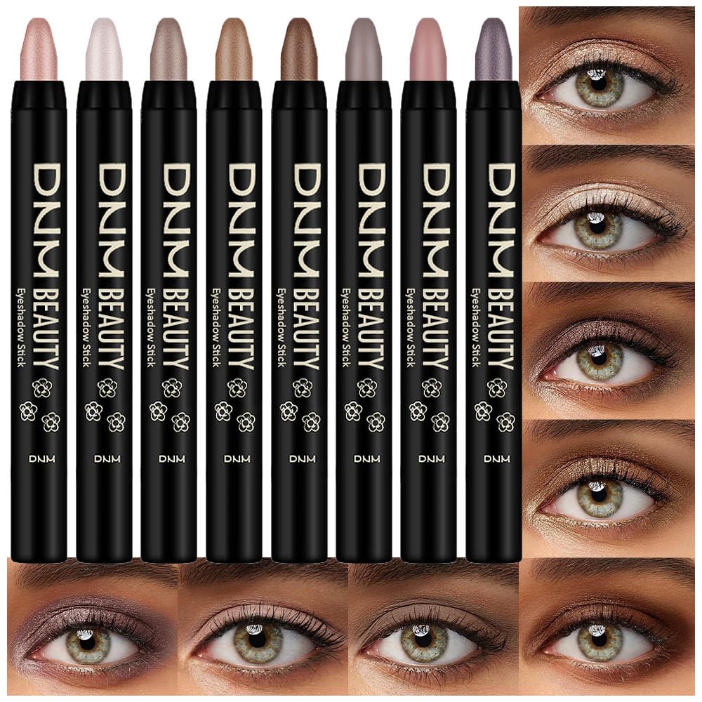 Kaely 8Pcs Cream Eyeshadow Stick Set for EyesChampagne Pearl Taupe Bronze Cocoa Stone Putty Smoky AmethystHalloween MakeupMatte Shimmer Eye Shadow Pencil Pen Crayon Waterproofsombras para ojos 03