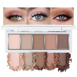 JUAAZIN 5 Colors Matte Eyeshadow Makeup Palette 5 Natural Nude Brown Light Brown Cool-Toned Eyeshadow Looks for Brown Eyes Women Finish Long Wearing Waterproof Professional Eye Makeup 02#
