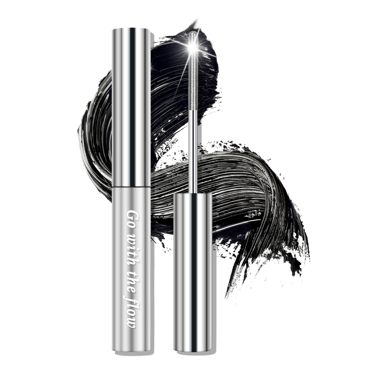 Erinde Black Washable Metal Mascara Waterproof Iron Wand Mascara Brushless Metal Wand Mascara Super Voluming Lash Extensions Iron Rod Mascara Long Lasting Smudge-Proof No Flaking Tint