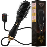 Professional Blowout Hair Dryer Brush, Black Gold Dryer and Volumizer, Hot Air Brush for Women, 75MM Oval Shape (Black Gold)