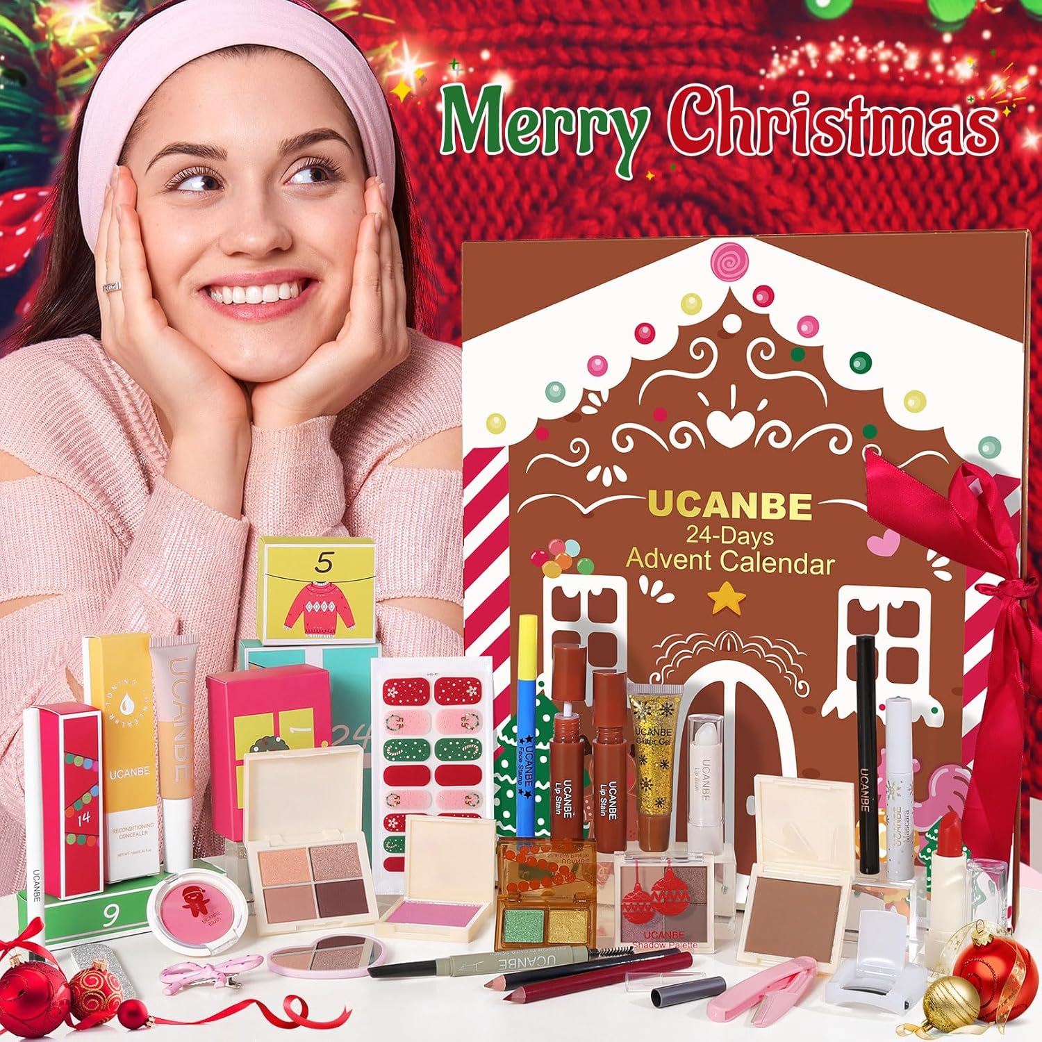 Makeup Advent Calendar 2025, 24 Days Christmas Gift Makeup Sets For Women, UCANBE 2025-2026 Xmas Countdown Calendar Full Makeup Kits Beauty Makeup & Cosmetic For Teens, Girls Gift