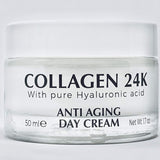 Delfanti • COLLAGEN 24K • Anti-Aging DUO pack • Day Cream jar PLUS Night Cream jar• Face Neck and Décolleté Moisturizers with pure Hyaluronic Acid • Made in Italy