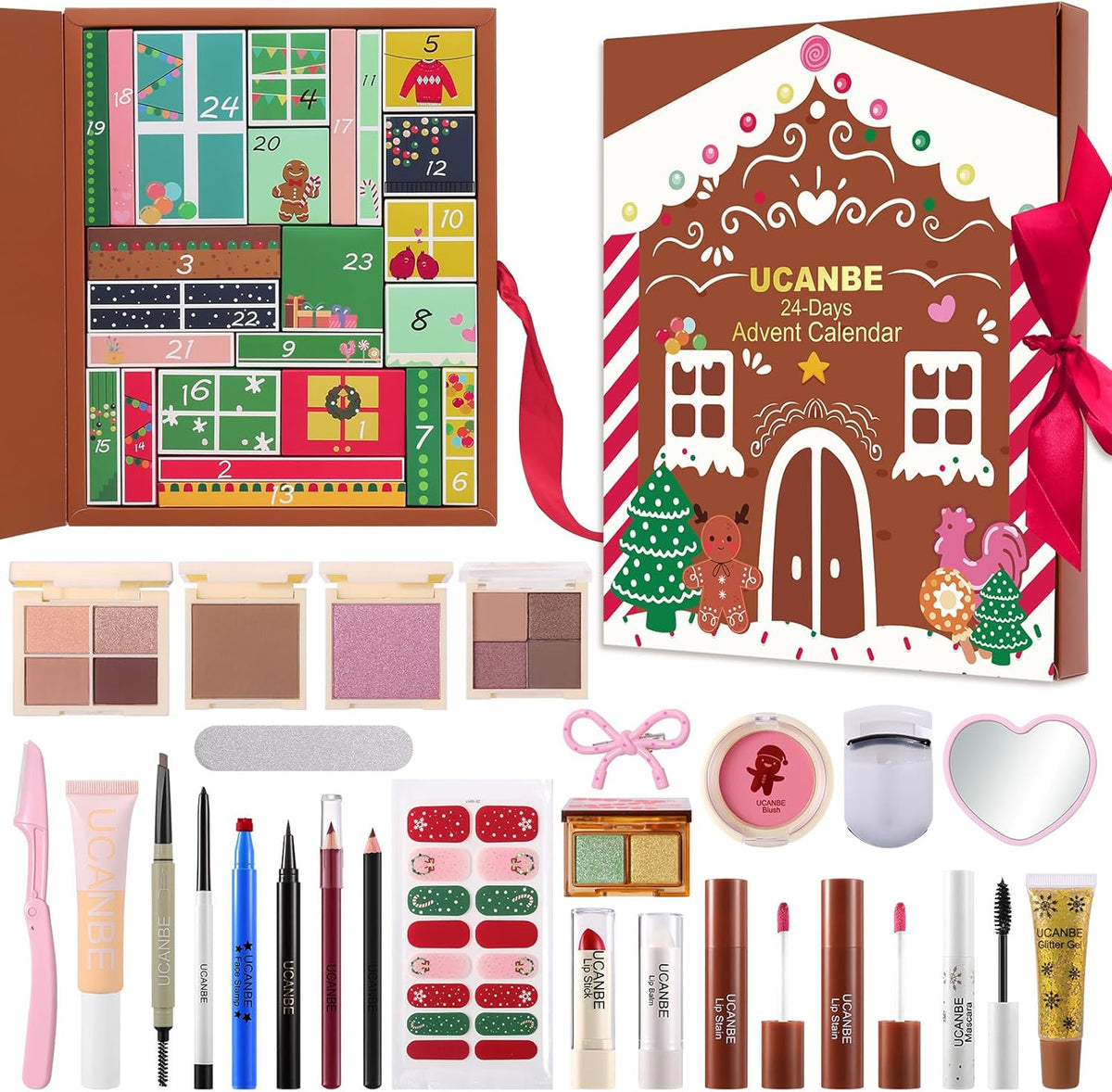 Makeup Advent Calendar 2025, 24 Days Christmas Gift Makeup Sets For Women, UCANBE 2025-2026 Xmas Countdown Calendar Full Makeup Kits Beauty Makeup & Cosmetic For Teens, Girls Gift