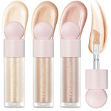 Liquid Highlighter - Luminous Finish Light Liquid Luminizer Makeup Enhanced with Pearl Particles & Botanical Blend Weightless Dewy Glow for Radiant Skin Vegan Cruelty-Free (Moonlight + Starlight + Rose gold)